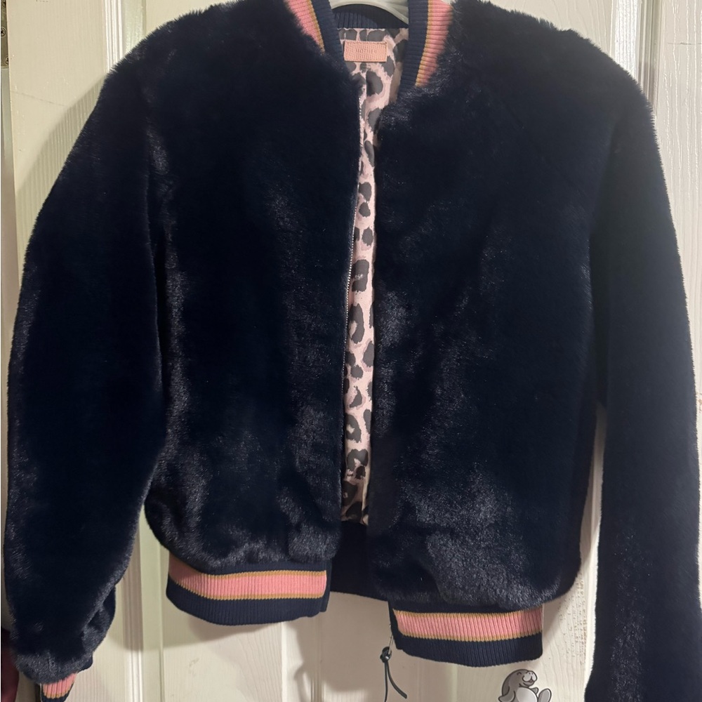 MOTHER Navy Faux Fur Puffer Jacket